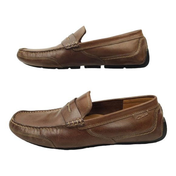 Clarks Collection Driving Mocs Penny Loafers Mens 9 Casual Shoes Brown Slip On - Picture 11 of 12